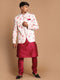 Vastramay Men's  Peach Silk Blend Jodhpuri With Purple Cotton Silk Blend Kurta and Pyjama Set